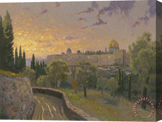 Thomas Kinkade Jerusalem Sunset Stretched Canvas Painting / Canvas Art