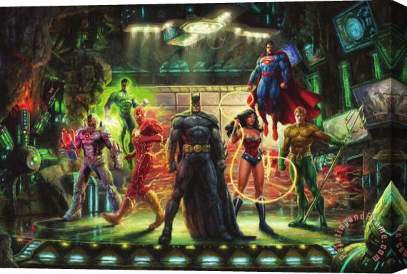 Thomas Kinkade Justice League Stretched Canvas Painting / Canvas Art