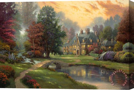 Thomas Kinkade Lakeside Manor Stretched Canvas Painting / Canvas Art