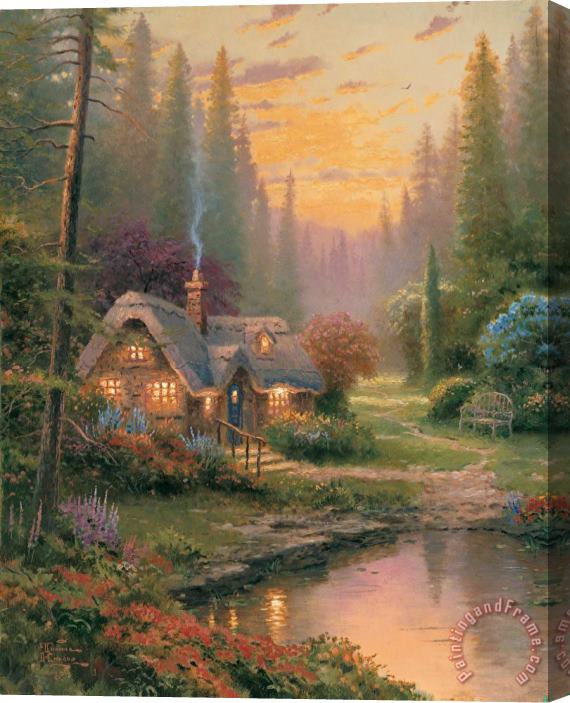 Thomas Kinkade Meadowood Cottage Stretched Canvas Painting / Canvas Art