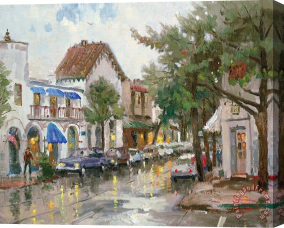 Thomas Kinkade Rainy Day in Carmel Stretched Canvas Print / Canvas Art