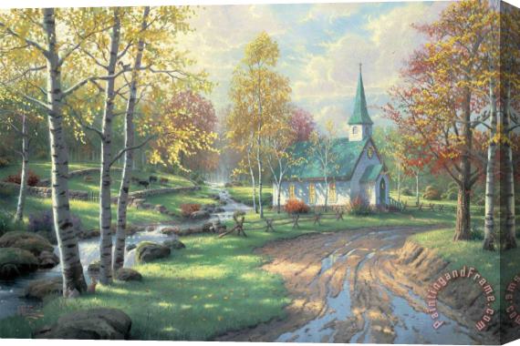 Thomas Kinkade The Aspen Chapel Stretched Canvas Painting / Canvas Art