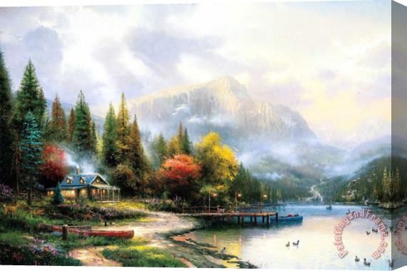 Thomas Kinkade The End of a Perfect Day Iii Stretched Canvas Painting / Canvas Art