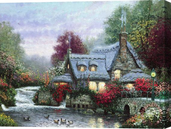 Thomas Kinkade The Miller's Cottage, Thomashire Stretched Canvas Print / Canvas Art