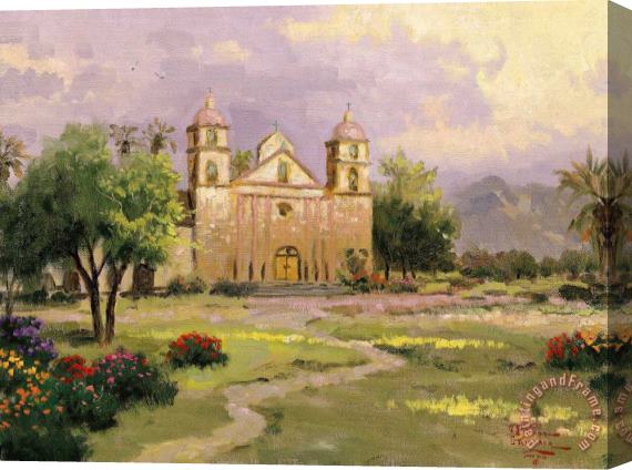 Thomas Kinkade The Old Mission, Santa Barbara Stretched Canvas Painting / Canvas Art