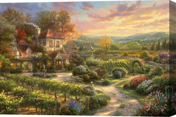 Thomas Kinkade Wine Country Living Stretched Canvas Print / Canvas Art