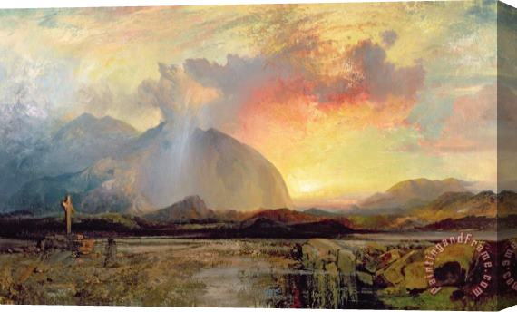 Thomas Moran Sunset Vespers at the Old Rugged Cross Stretched Canvas Painting / Canvas Art