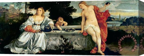 Titian Sacred and Profane Love Stretched Canvas Painting / Canvas Art