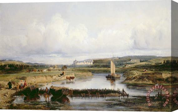 Victor-Marie-Felix Danvin An Extensive River Landscape with a View of the Chateau d'Amboise Stretched Canvas Print / Canvas Art