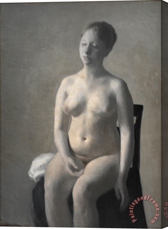 Vilhelm Hammershoi Seated Female Nude Stretched Canvas Painting / Canvas Art