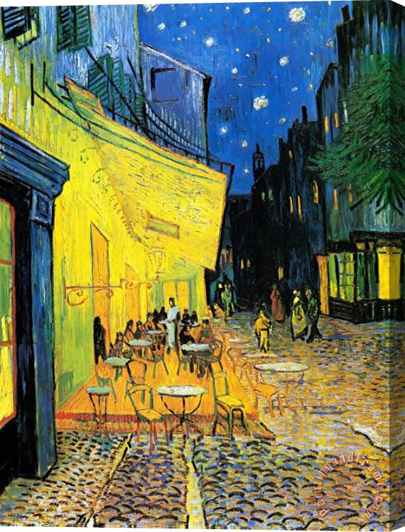 Vincent van Gogh Terrace of The Cafe on The Place Du Forum in Arles in The Evening Stretched Canvas Painting / Canvas Art