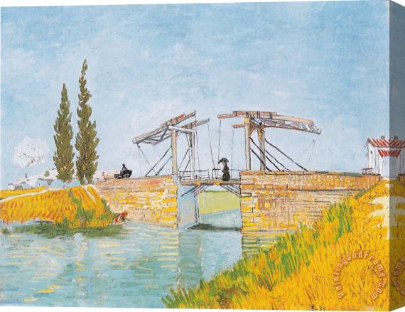 Vincent van Gogh The Bridge of Langlois at Arles with a Lady with Umbrella Stretched Canvas Painting / Canvas Art