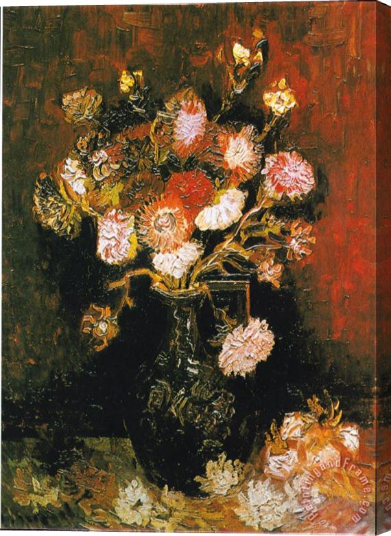 Vincent van Gogh Vase with Asters And Phlox Stretched Canvas Print / Canvas Art