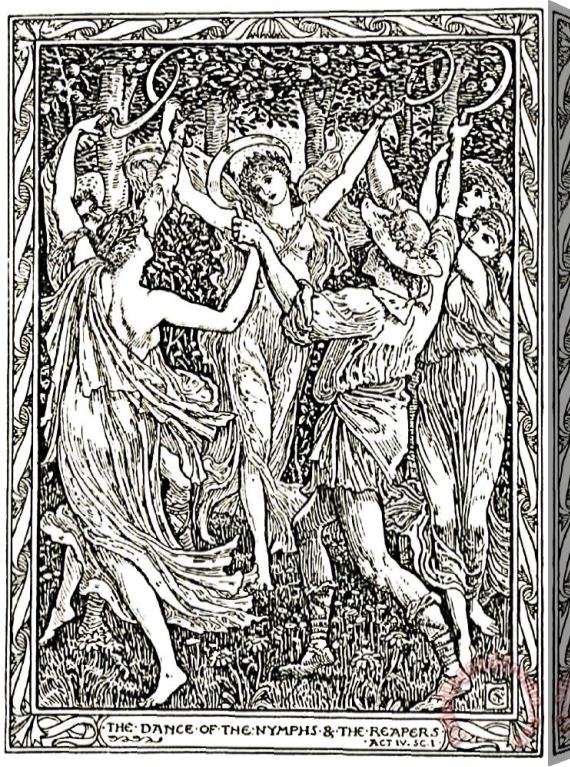Walter Crane Shakespeare's Tempest Illustration Engraving Stretched Canvas Painting / Canvas Art