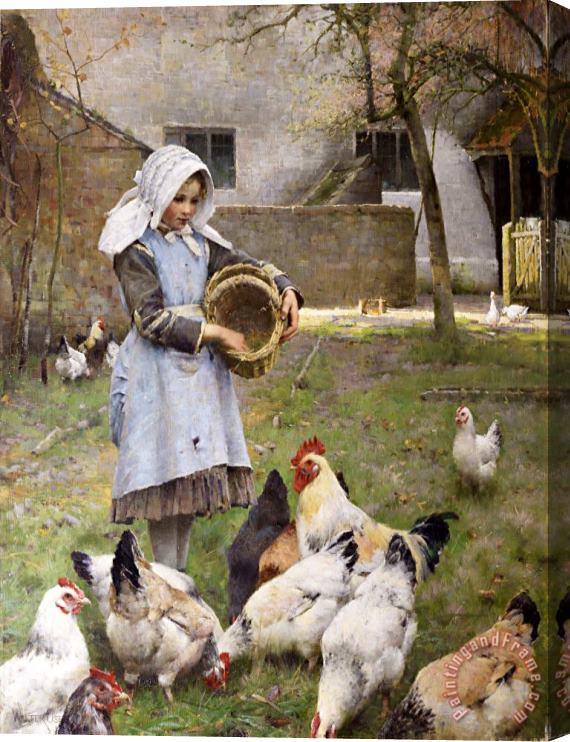 Walter Frederick Osborne Feeding The Chickens Stretched Canvas Print / Canvas Art