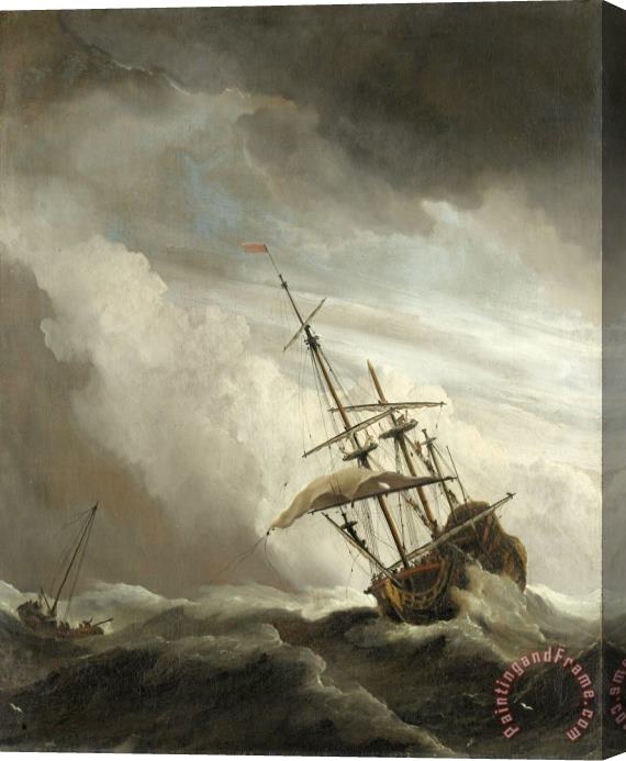 Willem van de Velde A Ship on The High Seas Caught by a Squall, Known As 'the Gust' Stretched Canvas Painting / Canvas Art