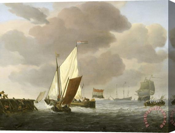 Willem van de Velde Ships Near The Coast in Windy Weather Stretched Canvas Painting / Canvas Art