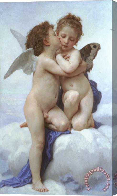 William Adolphe Bouguereau Cupid And Psyche As Children Stretched Canvas Print / Canvas Art
