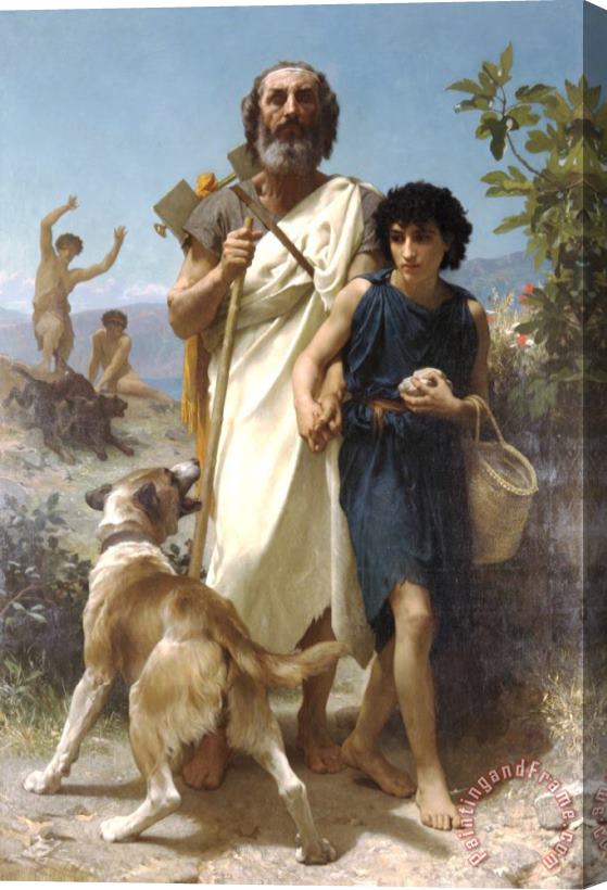 William Adolphe Bouguereau Homer And His Guide Stretched Canvas Painting / Canvas Art