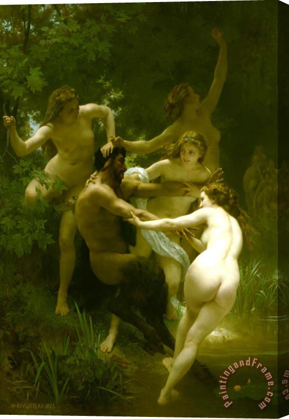 William Adolphe Bouguereau Nymphs And Satyr Stretched Canvas Painting / Canvas Art
