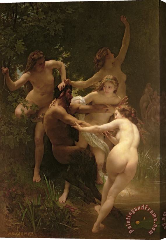 William Adolphe Bouguereau Nymphs and Satyr Stretched Canvas Painting / Canvas Art