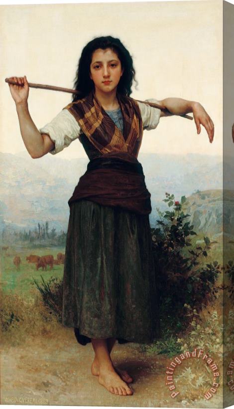 William Adolphe Bouguereau The Little Shepherdess Stretched Canvas Painting / Canvas Art