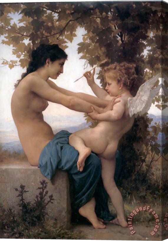 William Adolphe Bouguereau Young Girl Defending Herself Against Cupid Stretched Canvas Painting / Canvas Art