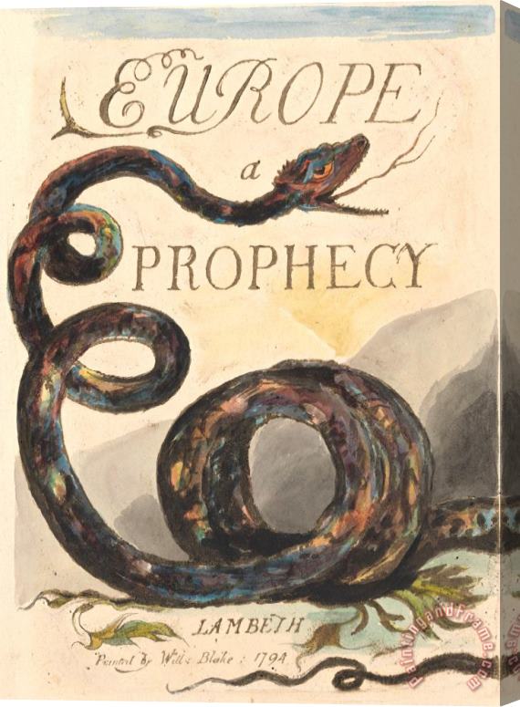 William Blake Europe. a Prophecy, Plate 2, Title Page Stretched Canvas Print / Canvas Art