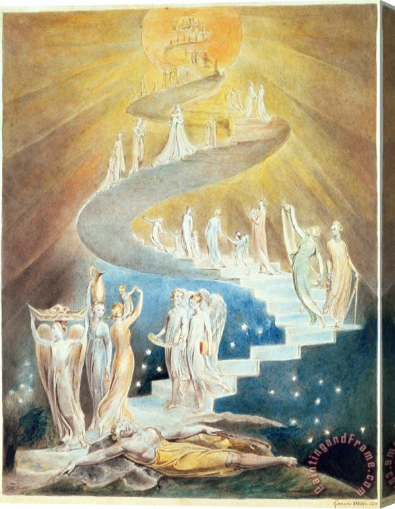 William Blake Jacobs Ladder Stretched Canvas Painting / Canvas Art
