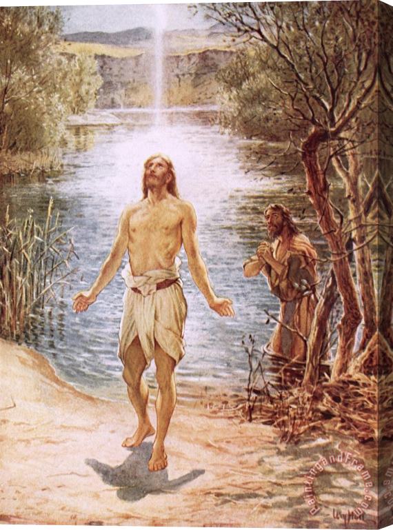 William Brassey Hole Christ baptised by John the Baptist Stretched Canvas Painting / Canvas Art