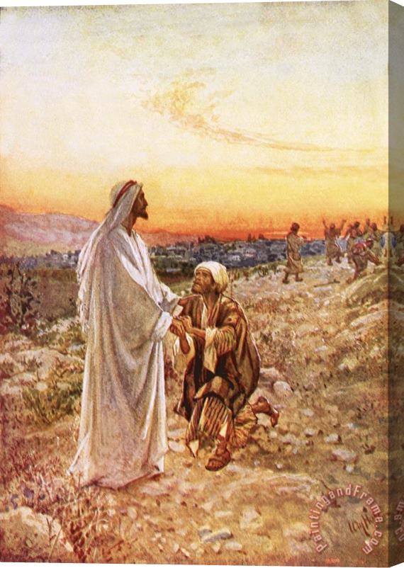 William Brassey Hole Jesus withe the one leper Who Returned to Give Thanks Stretched Canvas Print / Canvas Art