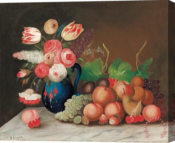 William Buelow Gould Still life with fruit and flowers Stretched Canvas Print / Canvas Art