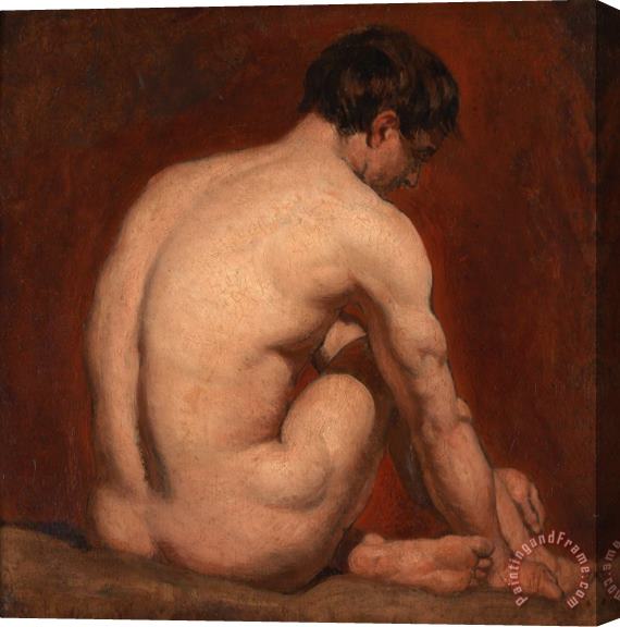 William Etty Male Nude, Kneeling, From The Back Stretched Canvas Painting / Canvas Art