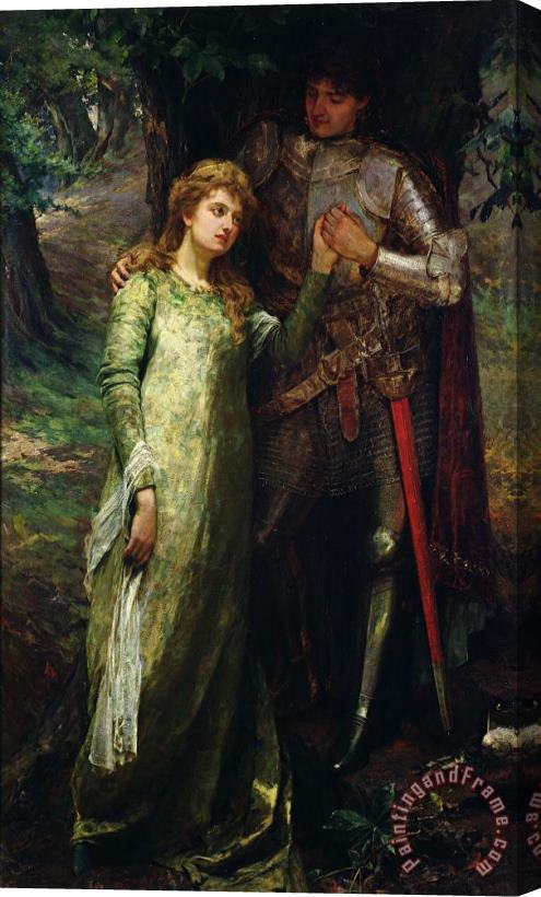 William G Mackenzie A knight and his lady Stretched Canvas Print / Canvas Art