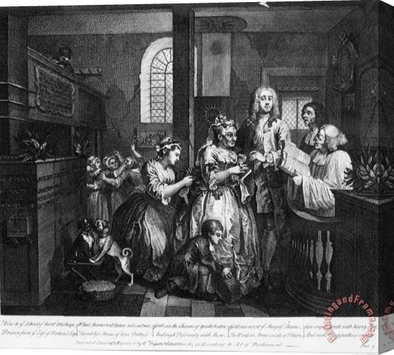 William Hogarth A Rake's Progress, Plate 5, Married to an Old Maid Stretched Canvas Painting / Canvas Art