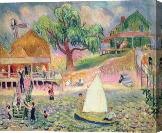 William James Glackens The Green Beach Cottage Stretched Canvas Painting / Canvas Art