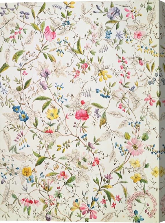 William Kilburn Wild flowers design for silk material Stretched Canvas Print / Canvas Art