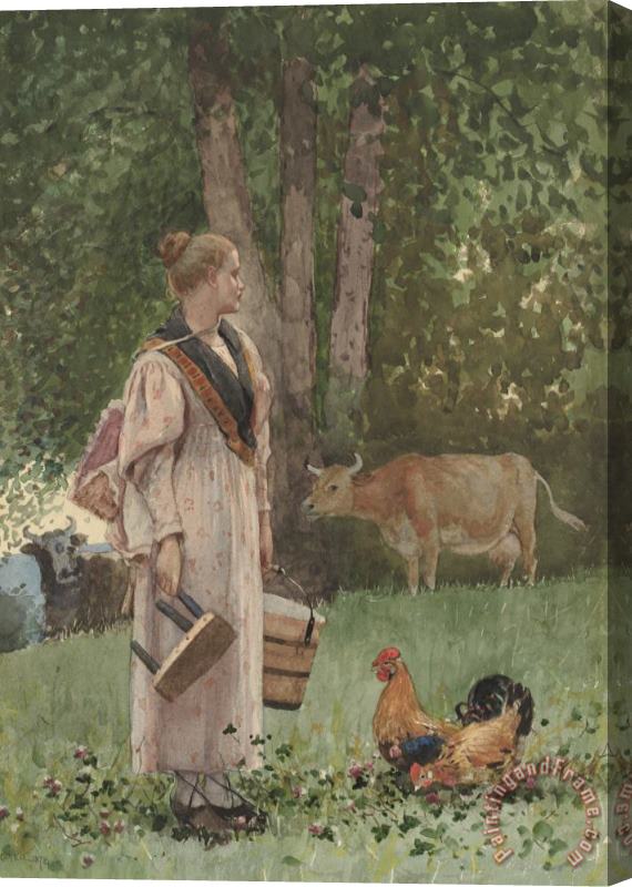 Winslow Homer The Milk Maid Stretched Canvas Print / Canvas Art