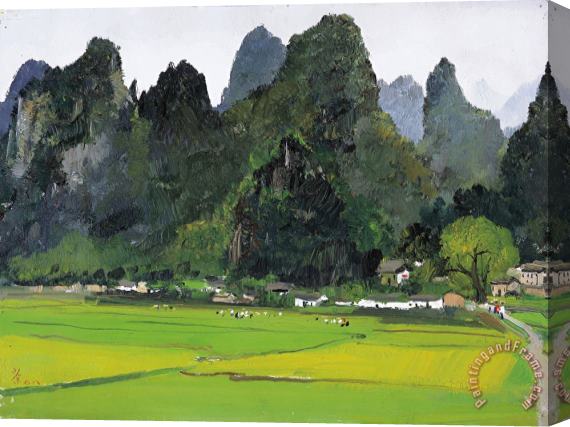 Wu Guanzhong A Village in Guilin, 1978 Stretched Canvas Painting / Canvas Art