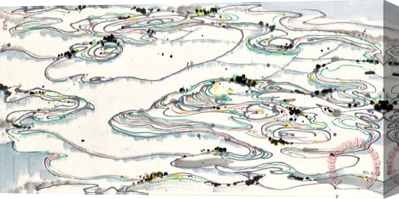 Wu Guanzhong Paddy Fields 水田, 1986 Stretched Canvas Print / Canvas Art