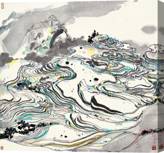 Wu Guanzhong Rice Paddies, 1982 Stretched Canvas Painting / Canvas Art
