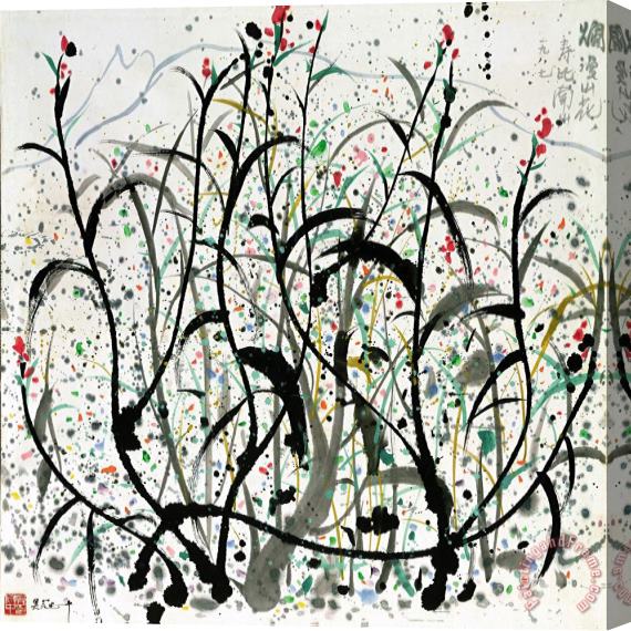 Wu Guanzhong Wild Flowers, 1987 Stretched Canvas Painting / Canvas Art