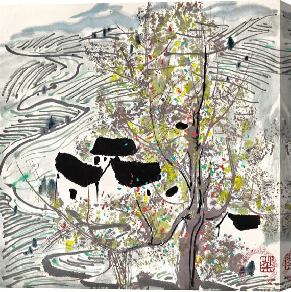 Wu Guanzhong 梯田 Paddy Fields Stretched Canvas Print / Canvas Art