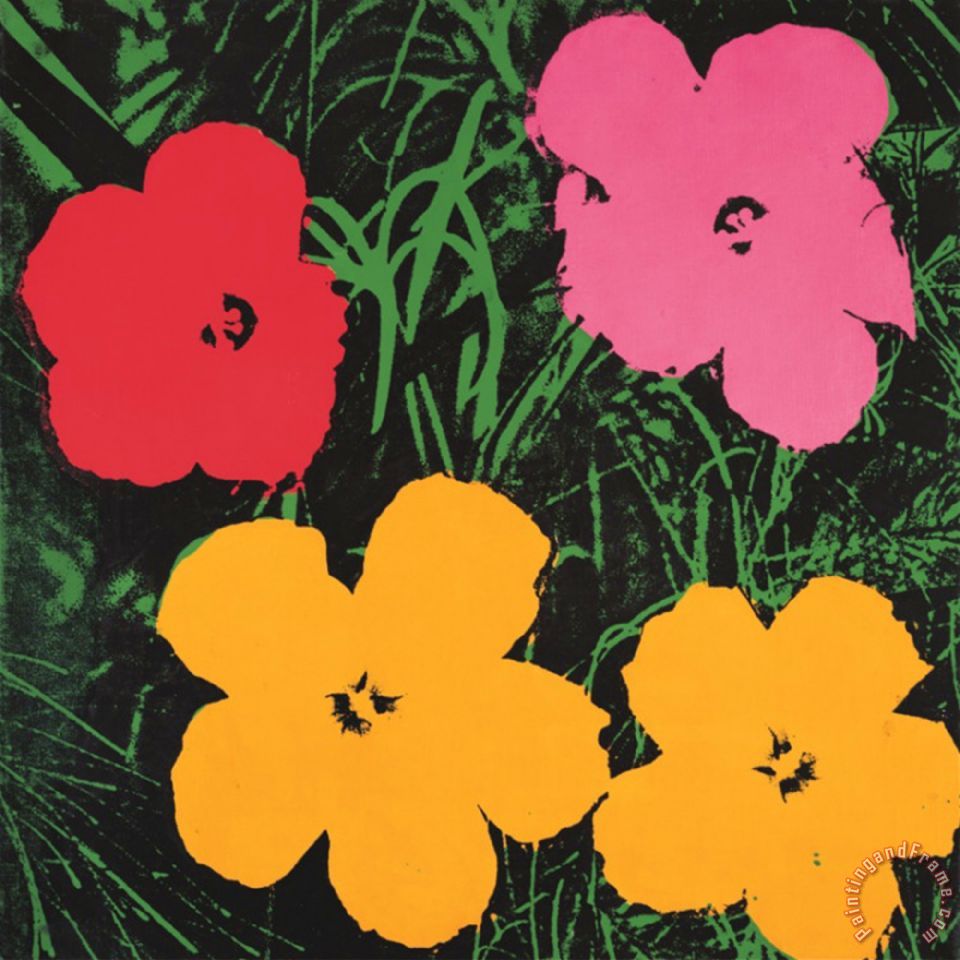 Andy Warhol Flowers C 1964 1 Red 1 Pink 2 Yellow painting - Flowers C