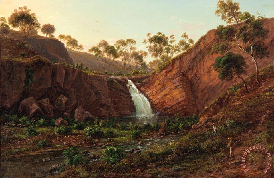 Eugene Von Guerard Waterfall on The Clyde River, Tasmania painting