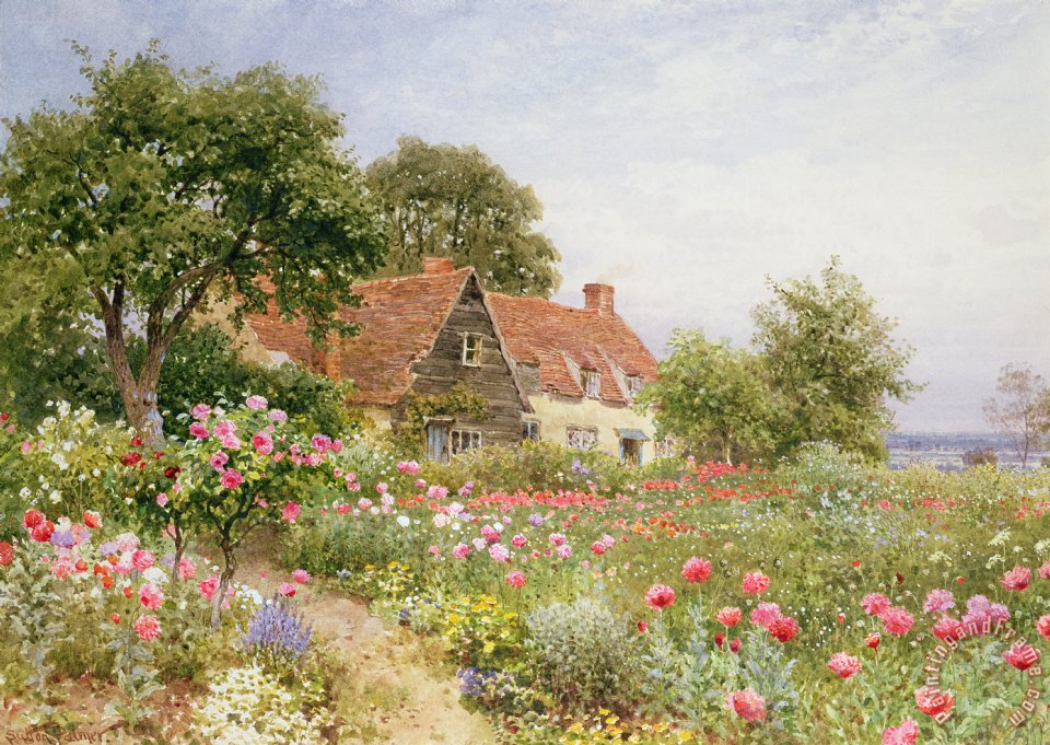 cottage garden painting henry palmer sutton paintings english pride cottages country poster cottars gardens oil flower watercolor prints print harry