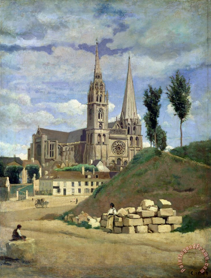 Jean Baptiste Camille Corot Chartres Cathedral painting - Chartres ...