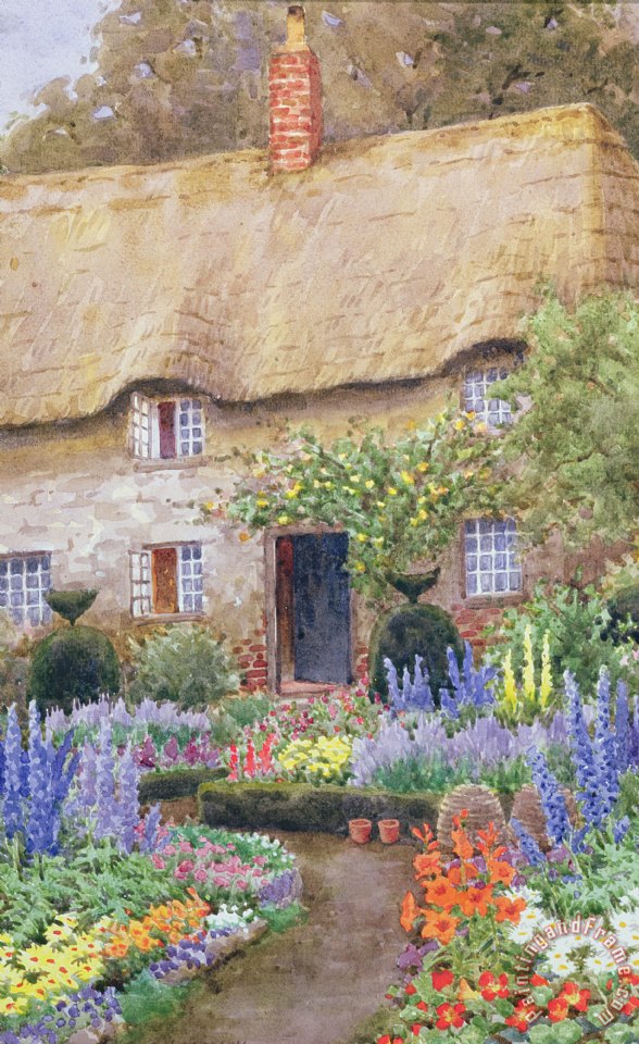 John Henry Garlick A Cottage Garden in Full Bloom painting - A Cottage