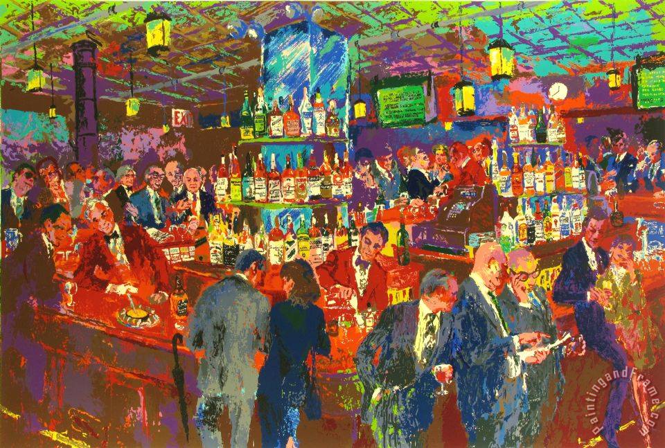 Leroy Neiman Harry's Wall Street Bar painting - Harry's Wall Street Bar