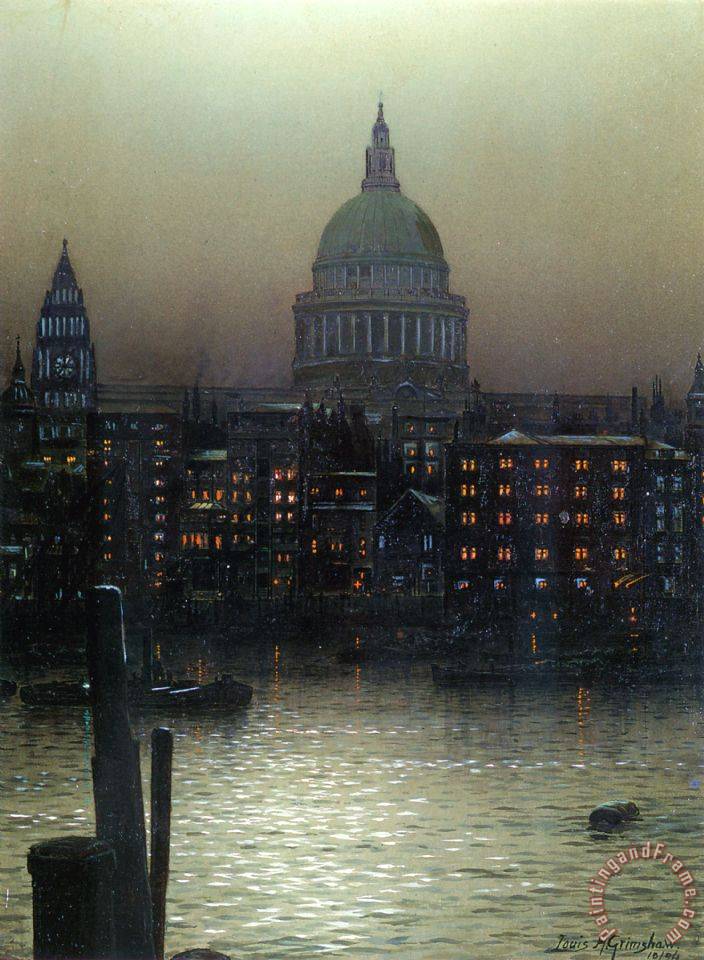 Louis H Grimshaw St Paul S Cathedral From Bankside Painting St